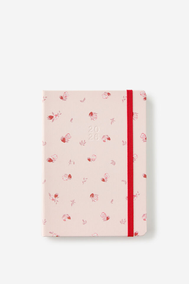 2026 B6 Daily Hard Metro Diary, Ditsy Pansy Pink Clay