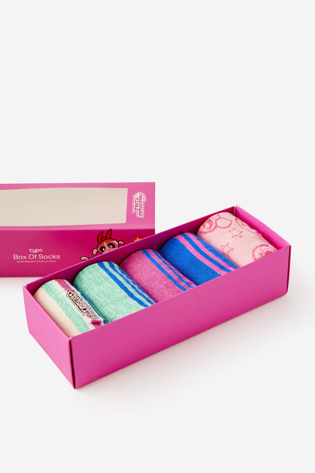 Box Of Socks, LCN WB POWER PUFF GIRLS GLITTER (S/M)