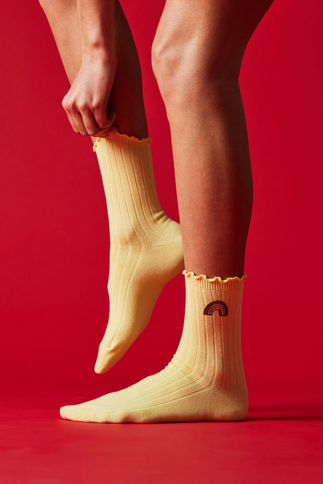 Mid Crew Socks, RAINBOW EMB
