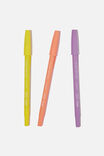 Black Ink Flow Writer Pen 3Pk, LILAC, PEACH & YELLOW - alternate image 1