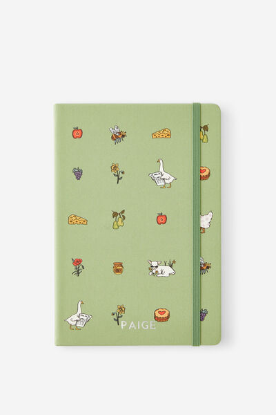 Personalised Metro A5 Hard Lined Notebook, Little Treats Bay Leaf