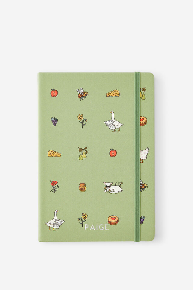 Personalised Metro A5 Hard Lined Notebook, Little Treats Bay Leaf