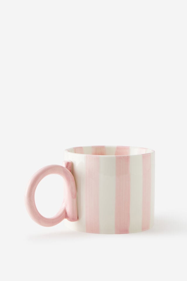Loop Handle Mug, STRAWBERRY MILK & ECRU