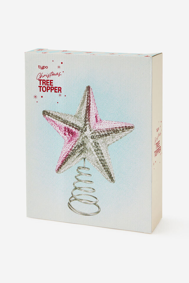 Christmas Tree Topper, SEQUIN STAR/METALLIC SILVER