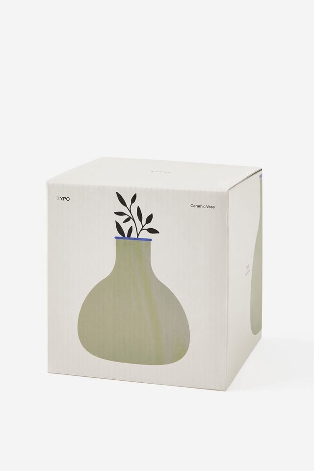 Ceramic Vase Small, BAY LEAF & BLUE