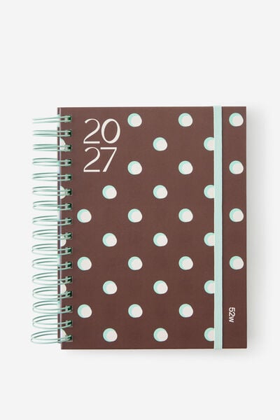 2027 A5 Weekly Bright Days Diary, ESPRESSO POLKA