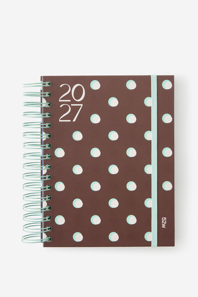 2027 A5 Weekly Bright Days Diary, ESPRESSO POLKA