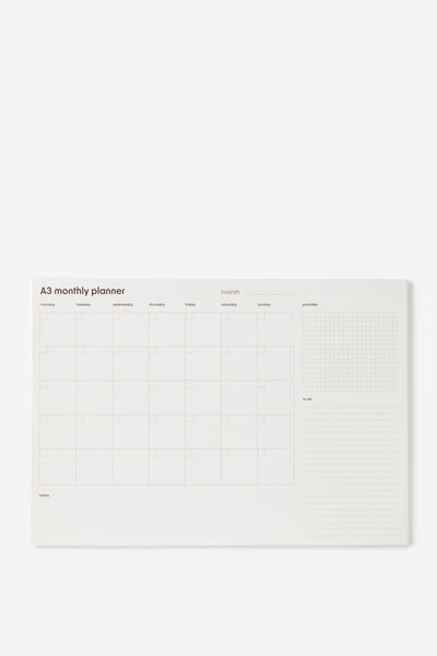 A3 Monthly Notepad Planner, ESPRESSO MINTY GREEN