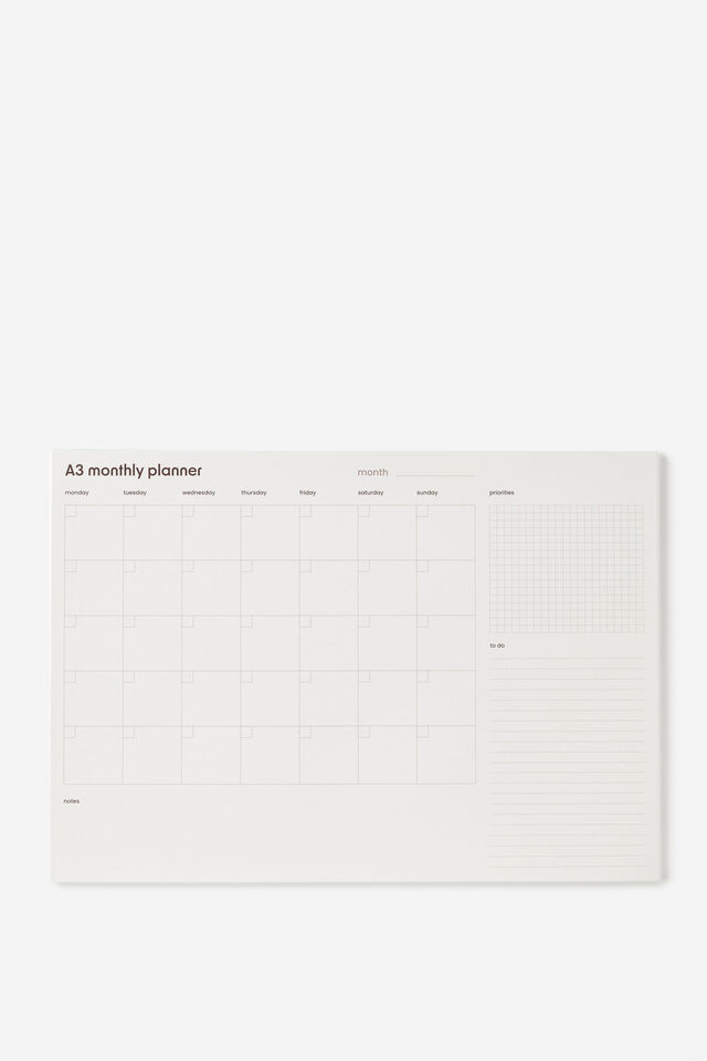 A3 Monthly Notepad Planner, ESPRESSO MINTY GREEN