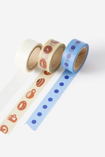 Washi Tape 15Mm 3Pack, CAFE DOT NAVY