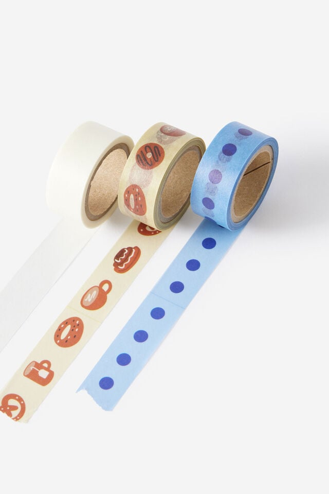 Washi Tape 15Mm 3Pack, CAFE DOT NAVY