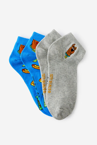 2 Pk Of Ankle Socks, LCN WB SCOOBY DOO TREATS (M/L)