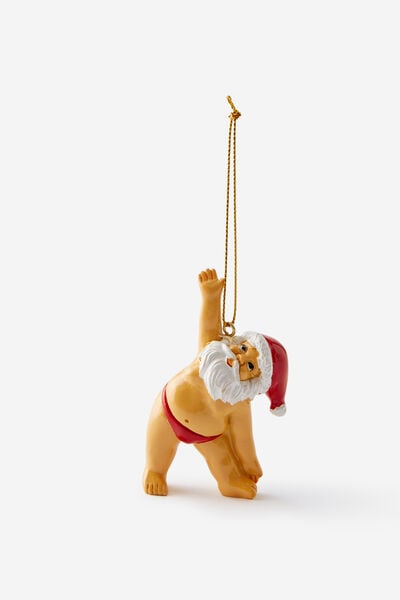 Resin Christmas Ornament, YOGA SANTA NUDE!