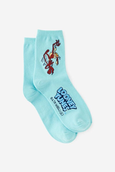 Collectors Mid Crew Sock, LCN WB LOONEY TUNES ROAD RUNNER & COYOTE