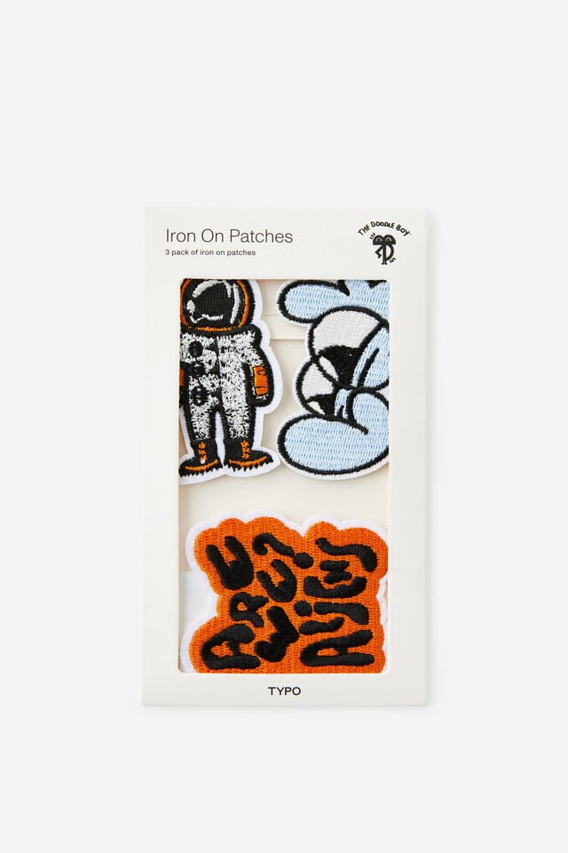 Lcn Iron On Patches 3Pk, LCN DOO DOODLE BOY ALIENS