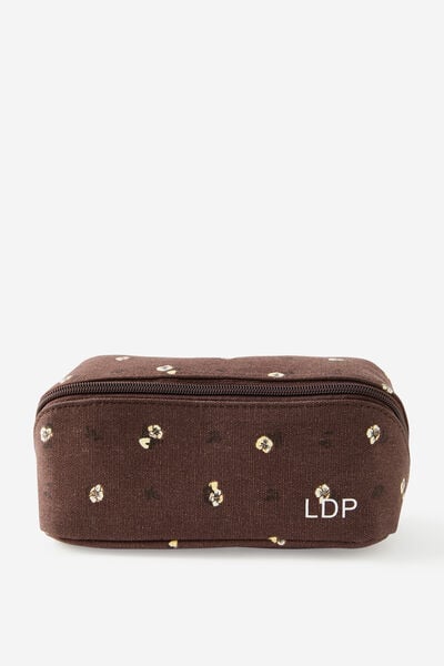 Personalised Felix Fold Out Pencil Case, DITSY PANSY ESPRESSO
