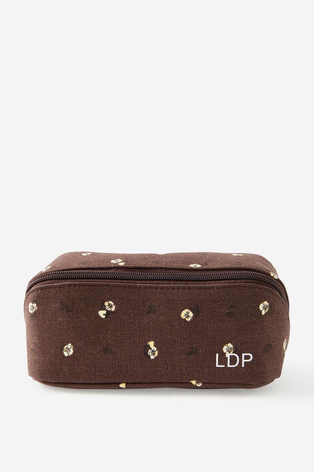 Personalised Felix Fold Out Pencil Case, DITSY PANSY ESPRESSO