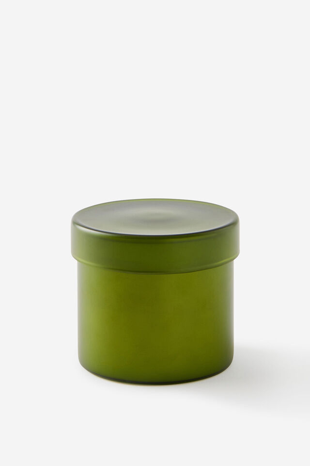 Frosted Glass Candle, HIDDEN FOREST GREEN