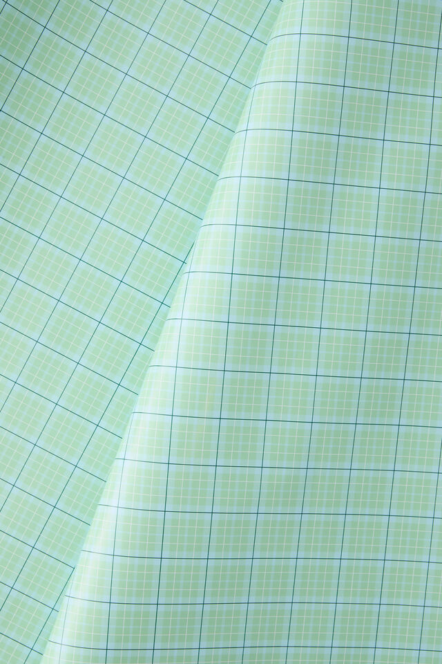 Premium Wrapping Paper Roll, EMERALD AND BLUE GINGHAM DOUBLE SIDED