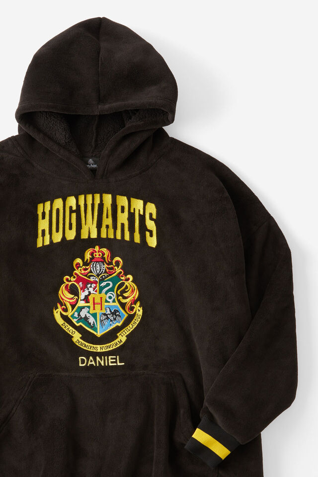 Personalised Collab Oversized Hoodie Adult, LCN WB HARRY POTTER HOGWARTS BLACK