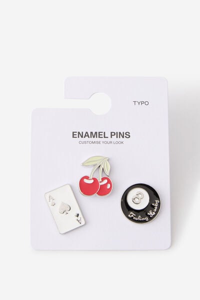 Enamel Pins 3Pack, LUCKY GIRL ERA