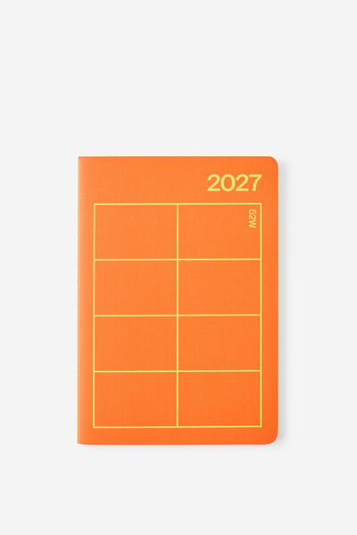 2027 A5 Weekly Open Agenda Diary, LAVA RED/WASABI