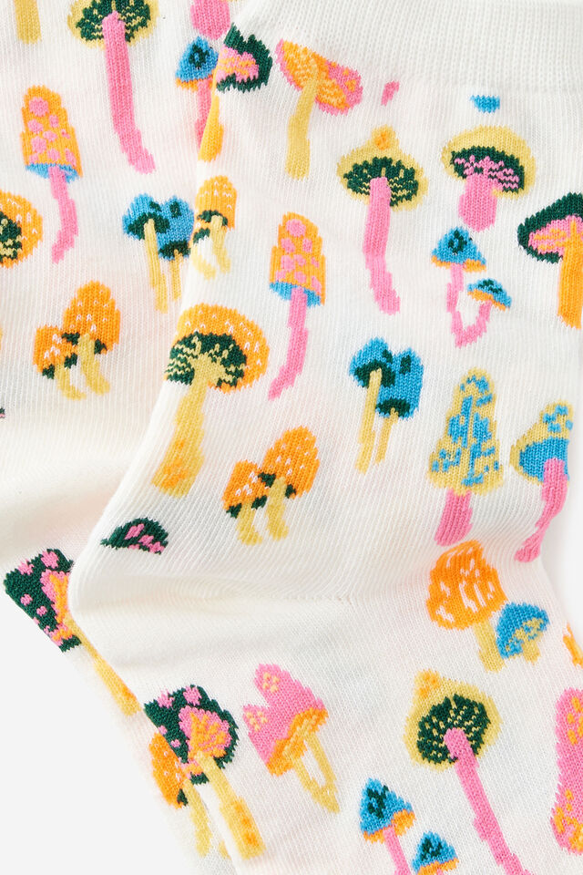 Mid Crew Socks, MUSHROOMS YDG