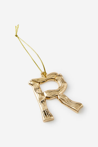Metal Alphabet Christmas Ornament, TEXTURED R