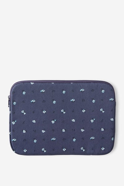 Take Me Away 13 Inch Laptop Case, DITSY PANSY / MIDNIGHT