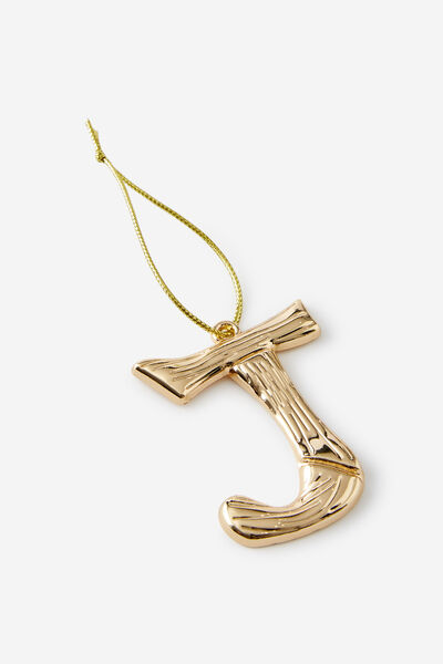 Metal Alphabet Christmas Ornament, TEXTURED J