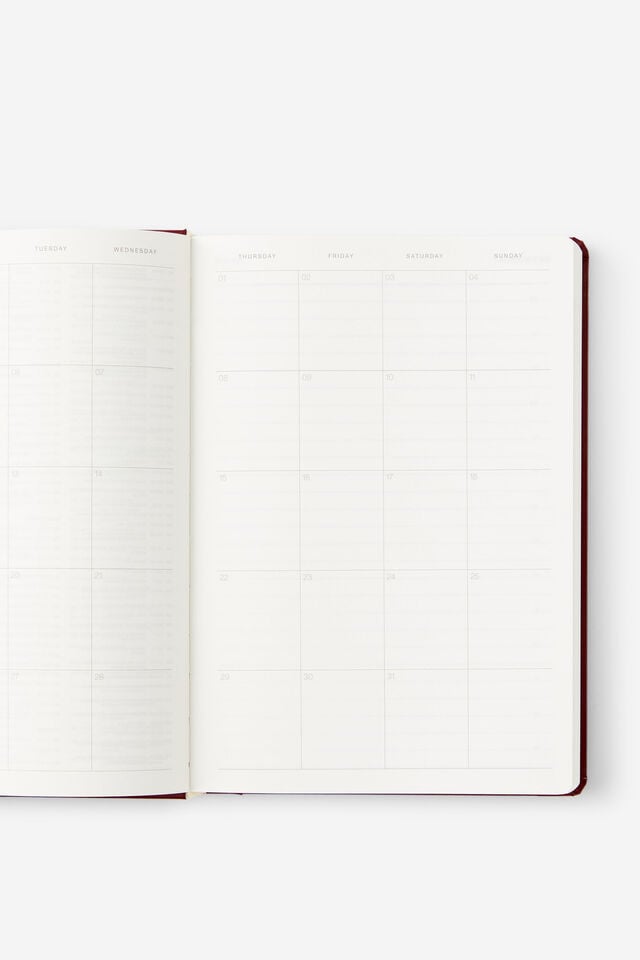 Personalised 2026 A5 Daily Hard Metro Diary, Cabernet