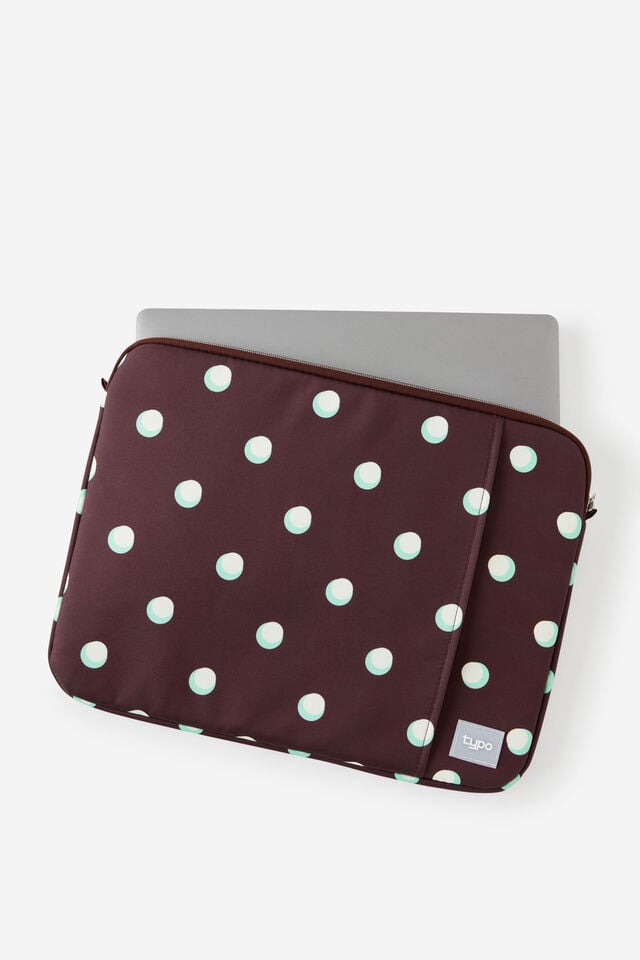 Mode 16 Inch Laptop Case, ESPRESSO POLKA SPACED