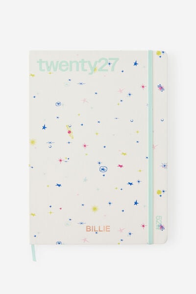 Personalised 2027 A4 Weekly On Schedule Diary, ECRU DITSY CELESTIAL