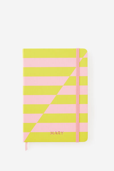 Personalised A5 Hard Lined Notetaker Notebook, STRAWBERRY MILK SPLICE STRIPE