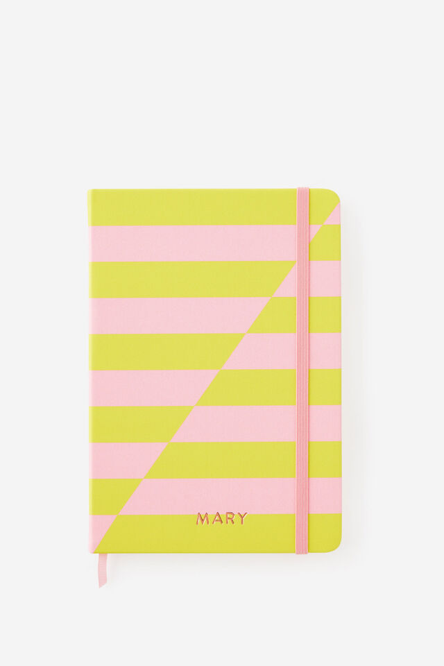 Personalised A5 Hard Lined Notetaker Notebook, STRAWBERRY MILK SPLICE STRIPE