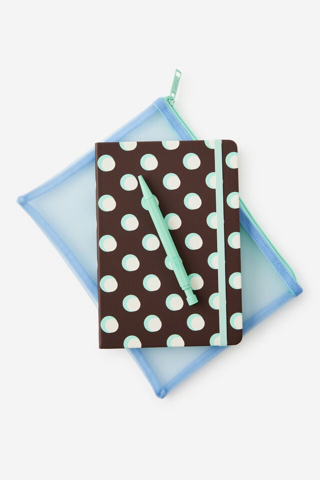 A5 Notetaker Notebook Set, ESPRESSO POLKA