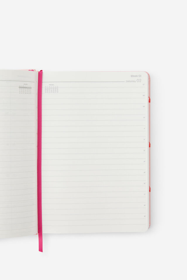 2027 A5 Daily On Schedule Diary, STRAWBERRY MILK DITSY CHERRIES