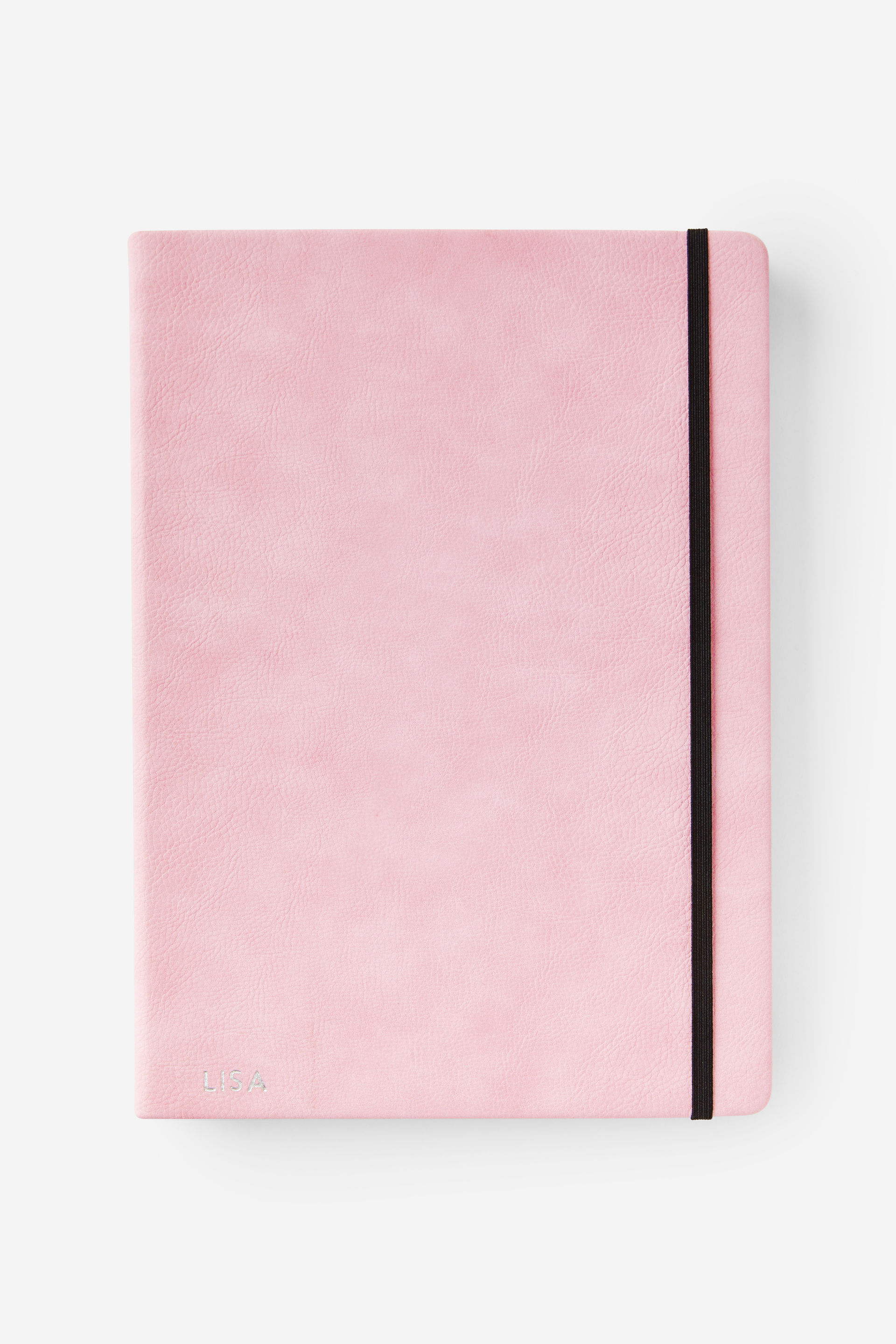 Pink Faux Leather Notebook with Elastic Closure