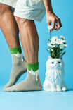 Mid Crew Socks, SLEEPING CAT GREEN - example image 2