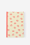 A5 Riley Lined Notebook, ECRU RED LIPS - alternate image 1