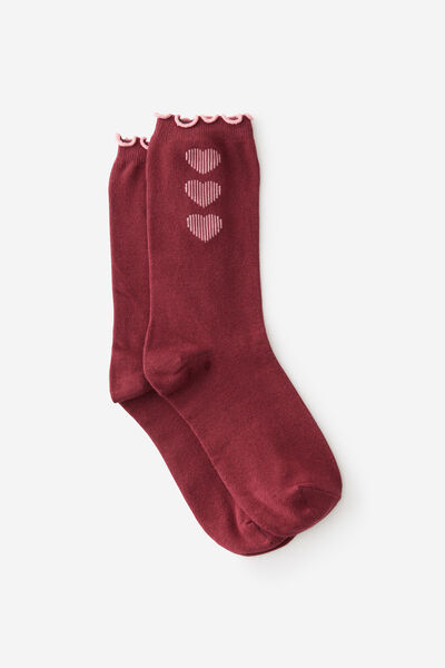 Boxed Socks S/M, CABERNET HEARTS