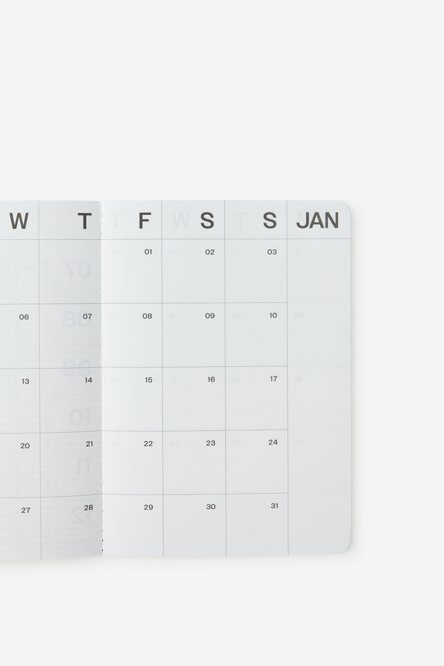 2027 A5 Monthly Open Agenda Diary, MINTY/ESPRESSO