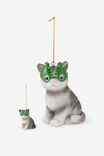 Oversized Resin Ornaments, CHRISTMAS TREE GLASSES CAT - alternate image 2