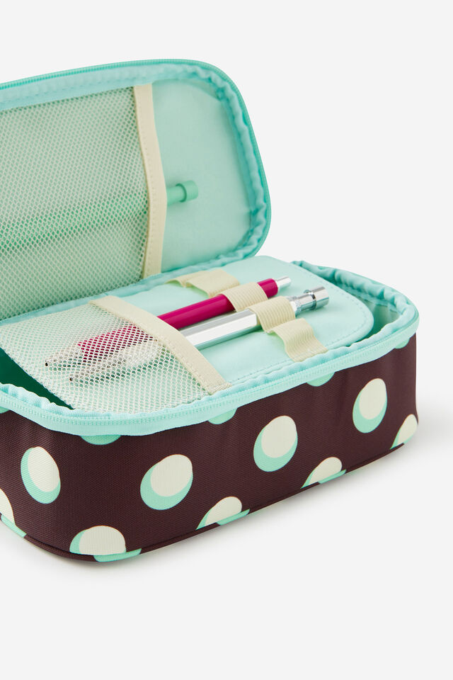Arlow Pencil Case V2, ESPRESSO POLKA