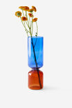 2 Toned Glass Vase, BLUE BURNT ORANGE - alternate image 2