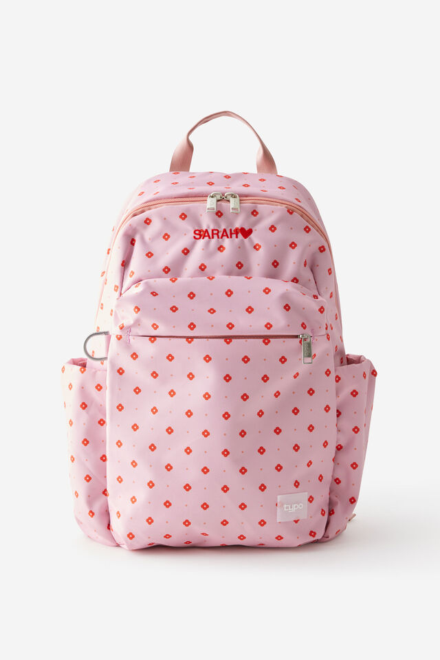 Personalised Mode Backpack, STRAWBERRY MILK RETRO FLORAL DITSY