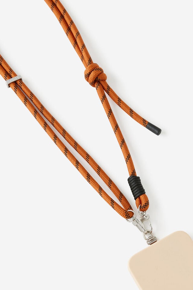 Lanyard Crossbody Strap, BURNT ORANGE/BLACK