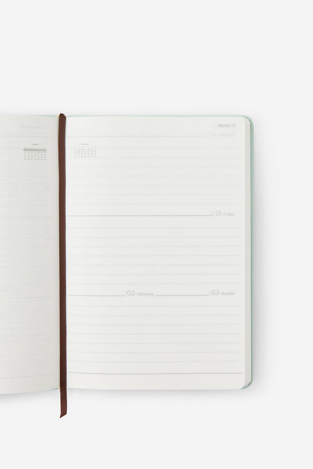 2027 A5 Weekly On Schedule Diary, MINTY/ESPRESSO