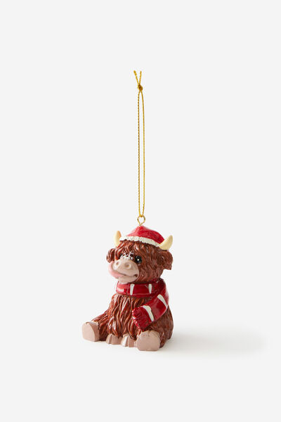 Resin Christmas Ornament, HIGHLAND COW SNOWFLAKE