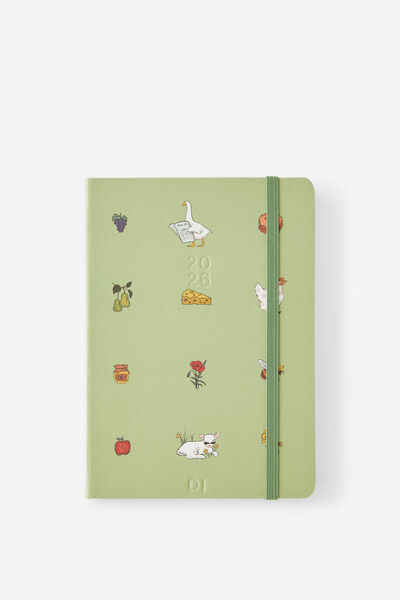 Personalisation 2026 B6 Daily Hard Metro Diary, Little Treats Bay Leaf